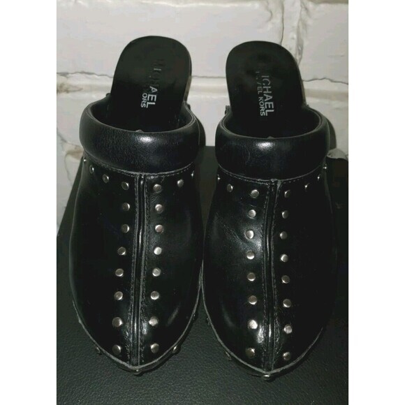 Michael Kors Leather Astor High Clogs Black Leather Size 7 - Picture 5 of 13